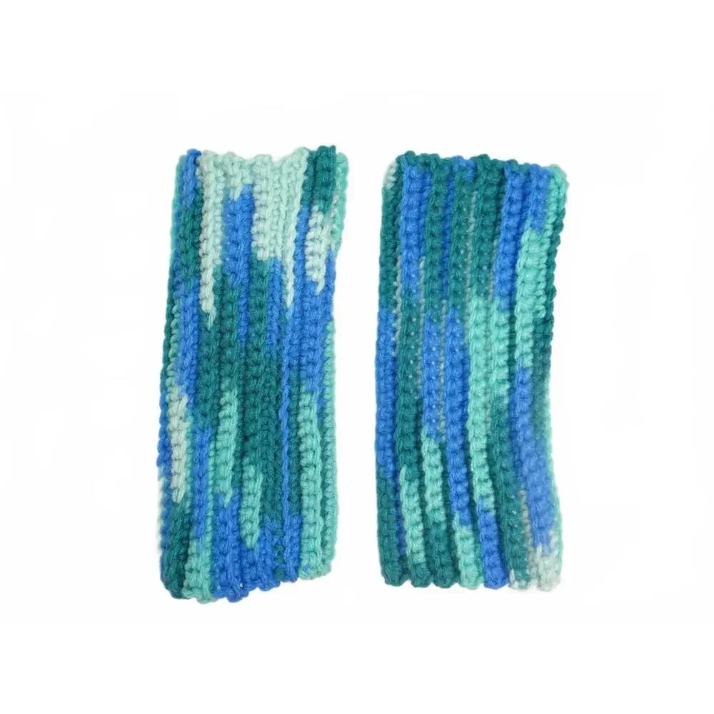 Handmade Crochet Handwarmers in Blue and Green‎ Lot 4